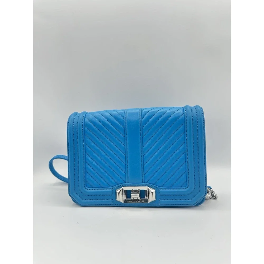 Rebecca Minkoff Chevron Quilted Small Love Crossbody Bag Marina NWT